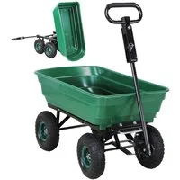 miweba Bollerwagen Gartenwagen Transportkarre Dumper (300 kg Zuladung - Kippverriegelung - 75 L Volumen - Kippfunktion - Doppelachse, 1-tlg., deichselgeführte Lenkachse - Anhängerfunktion - Luftreifen), Transportwagen - Gartenkarre- Gartenwagen - Sch