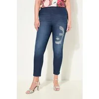 MIAMODA Schlupfhose Jeggings Slim Fit mit Glitzersteinchen-Gesicht