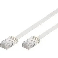 Patchkabel RJ-45 Stecker > RJ-45 Stecker weiß, 50cm, flach, Cat.5e U/UTP