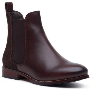 Hush Puppies Colette Leder Damen Schokoladenfarbene Weite Chelsea Boots