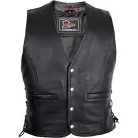 MDM Lederweste Herren Druckknopf Biker Lederweste
