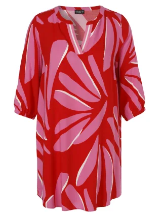 VIA APPIA DUE - Kleid V-Ausschnitt 3/4 Arm pink multicolor - Gr. - 50