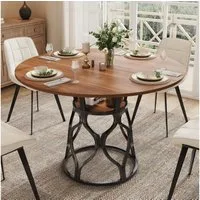 i@home Esstisch Runder Esstisch 100x100x75 cm, Küchentisch für 4-6 Personen, MDF Tischplatte in Walnussoptik, platzsparender Esszimmertisch