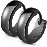 BUNGSA Creolen-Set Schwarz - Creolen 4mm aus Edelstahl Unisex (1 Paar (2 Stück), 2-tlg), Ohrschmuck Ohrringe