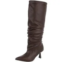 Ital-Design Moderne Slouch-Stiefel mit spitzer Zehenform für Damen Stiefel (90851735) Pfennig-/Stilettoabsatz Stiefel in Braun