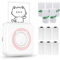 GARRYFIZH Mini Thermodrucker Fotodrucker BT Etikettendrucker, (Enthält 6 Rollen Thermopapier + 5 Rollen selbstklebendes Papier)