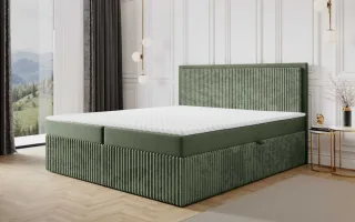Boxspringbett Schlafzimmerbett HIDIS 180x200cm Stoff Vito Olivgrün