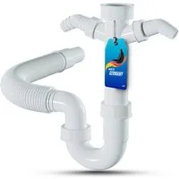 Lobenswerk Siphon Röhrensiphon für Küchenspüle, mit flexiblem Ablaufschlauch, 100% Wasserdicht