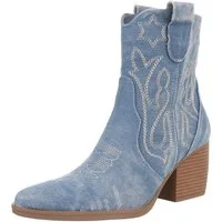 Ital-Design Damen Cowboyboots Western Westernstiefelette (88843769) Blockabsatz Stiefeletten in Hellblau