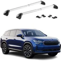 OMAC Dachträger Relingträger für Skoda Kodiaq NS7 2017-2025 Alu Silber 2 tlg ABE (2-St), Wasserbeständig,Abnehmbar,Multifunktional,Leichtgewichtig