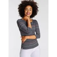 KangaROOS Langarmshirt sehr figurbetonte Passform, mit Zick-Zack-Muster, aus 100% Baumwolle