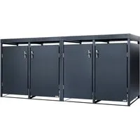 Zelsius Mülltonnenbox Mülltonnenbox mit Pflanzdach für vier 120 - 240 Liter Mülltonnen (Set, 2 Doppelboxen), Abschließbare Tür