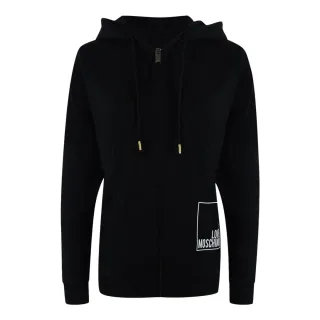 Love Moschino Schwarzer Zip-hoodie, Größe S, Weißes Logo