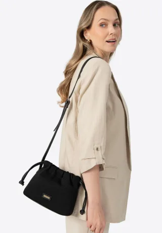 Wittchen Damen kleiner schwarzer Polyester-Kordelzugbeutel