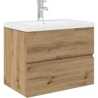 vidaXL Badezimmerspiegelschrank Waschbeckenunterschrank mit Einbaubecken und Wasserhahn (1-St)