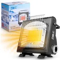 ZMC Heizstrahler 2in1 Tragbare Gasheizung Camping für Terrassen Gasheizer Heizgerät, Gaskocher Butan Gasheizung Keramik 1,7KW Portable Gasstrahler