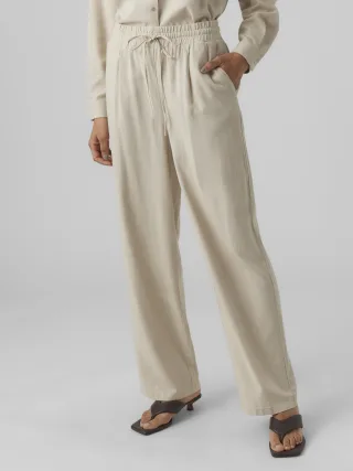 VERO MODA - VMJESMILO HW WIDE PANTS WVN NOOS silver lining - Gr. - XL