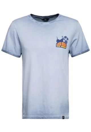 King Kerosin Herren Oil Wash T-Shirt Long Beach hellblau