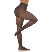 Koucla Thermoleggings Thermostrumphose Schwarz mit Fleece Futter & Socken, Winterstrumpfhose High Waist