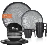 Moritz Geschirr-Set Camping Geschirr Stone Grey Geschirr 16 tlg.