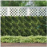 Outsunny Zierzaun Mehrblättriges Design Heckenpflanze für Garten Outdoor Dekor, (Sichtschutz, 12-St., Pflanzenwand), 50cm x 50cm x 7cm, UV-Schutz