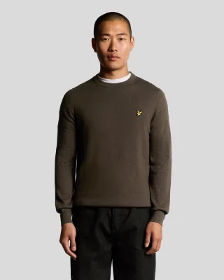 Lyle & Scott Baumwoll-Merino Rundhals-Pullover - Braun