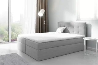 Boxspringbett Schlafzimmerbett PARLA 180x200cm Stoff Hellgrau