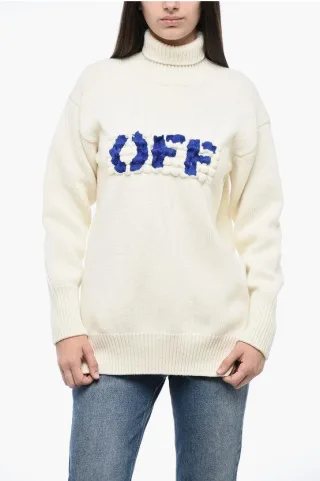 Rollkragenpullover mit gesticktem Logo BOILED in Beige