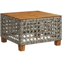 vidaXL Gartentisch Gartentisch Grau 55x55x36 cm Poly Rattan nholz (1-St)