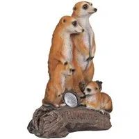 Garden Pleasure Dekofigur Erdmännchen-Familie mit Solar-Leuchte Polyresin (1 St)