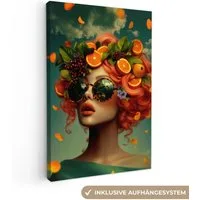 OneMillionCanvasses® Leinwandbild Weiblich - Orange - Beere - Orange - Küche, Fotodruck (1 St), Leinwand Canvas Wandbild, Wanddekoration 20x30 cm
