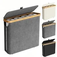 OSTWOLKE Toiletten-Ersatzrollenhalter Toilettenpapier Aufbewahrung Korb mit Deckel, Wasserdicht & Faltbar, Toilettenpapier Aufbewahrung Korb mit Deckel, Wasserdicht & Faltbar