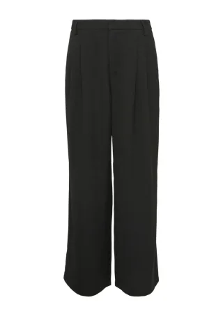 Q/S designed by - Bundfaltenhose mit weitem Bein schwarz - Gr. - 30