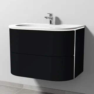 Sanipa 4balance Keramik-Set mit 2 Auszügen und LED-Beleuchtung, Schwarz-Matt, DL41208 DL41208