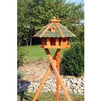 Holzdekoladen Vogelhaus XL Vogelhaus Holz mit Ständer wählbar, 6-eckig & wetterfest