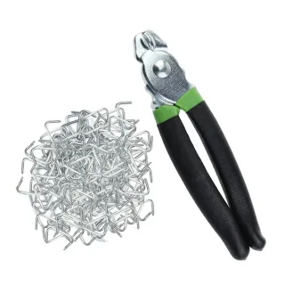 Hog Ring Pliers Kit 200Pcs Galvanized Rings Rust Resistant Non Slip Grip Spring Loaded Multi Size Compatible for Fencing