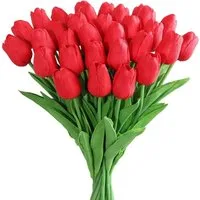 Kunstblume Blumenstrauß Kunstrosen Tulpen Blumenstrauß Bündel Tulpe, HS.SUPPLY, Tulpenstrauß täsuchend echt, Blumenbündel, Höhe 35cm