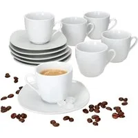 MamboCat Tasse 6er Set Lotta Espressotassen 80ml + Untertassen 6 Personen, Porzellan