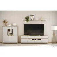 Home affaire Wohnwand Stranda, moderne Anbauwand, Komplettset im Scandi-Style, (3-St), enthält Lowboard, Highboard und Wandboard, 324 cm breit