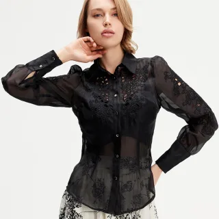 Bestickte Organza-Bluse