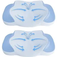 Esun Kopfkissen Nackenstützkissen Orthopädisches Nackenkissen, Memory Foam Kissen, Füllung: Kissenbezug besteht aus 18% Elasthan und 82% Nylon, Rückenschlafer, Bauchschlafer, Seitenschlafer, Set, Schlafkissen, Eisseidenstoff, atmungsaktiv und weich, 