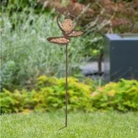 Haushalt International Futterstation Vogelfutterstation Vogeltränke Gartendekoration Gartenstecker, Metall, Herzform abschliessbar, mit Spieß für Äpfel oder Meisenknödel