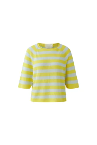 Oui - Leinen Pullover yellow green - Gr. - 36