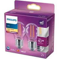Philips LED-Leuchtmittel Philips LED Classic E27 Lampe 40 W Tropfenform klar warmweiß 2er-Pack