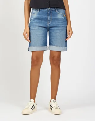 GANG Damen Shorts 94IDA BERMUDA - loose fit Jeans midblue aged
