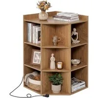 COSTWAY Bücherregal, mit 9 Fächern, 2 Steckdosen, 1 TYPE-C und 1 USB-Anschlüssen