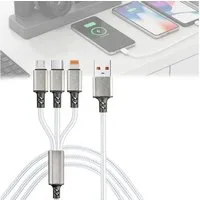 shop'n smile ideoon 3in1 Universal USB-Schnellladekabel, 25W Micro-USB, USB-C & Lightning USB-Ladegerät (1-tlg., 1er-Set & 2er-Set & 3er-Set, 3in1 Ladekabel 120cm / 25W Schnellladefunktion & Textilummantelung)