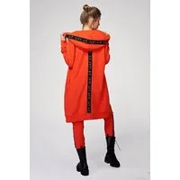 ILAY Lit Kapuzensweatjacke Midi Coat-Coral-Lässiger Hoodiemantel im Urban Style