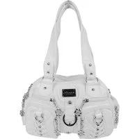 Taschen4life Schultertasche klassische Damen Handtasche (Schultertasche) mit Nieten AKW22032, viele Fächer, verstellbarer abnehmbarer Schulterriemen