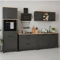 Inter Link Küchenzeile Pienza, Einbauküche, Küchenblock, Küchenmodul, Kompaktküche, Ohne E-Geräte für Spülmaschine Kochfeld Backofen Kühlschrank B: 300 cm